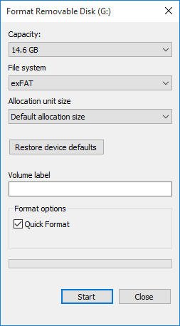 format to exfat on pc
