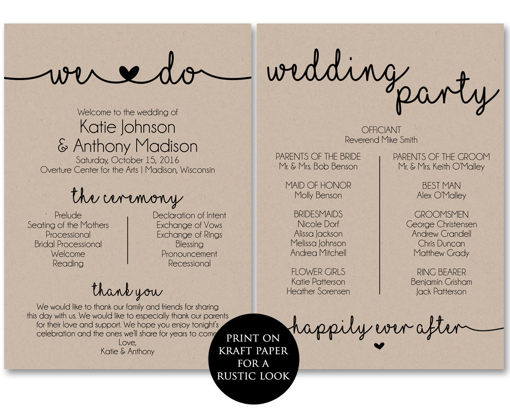 printable wedding program pdf